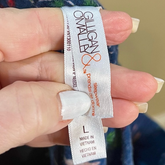 Gilligan & O'Malley 100% Cotton Pajama Set Navy & Pink Deer Print Women's Size L - Picture 7 of 9